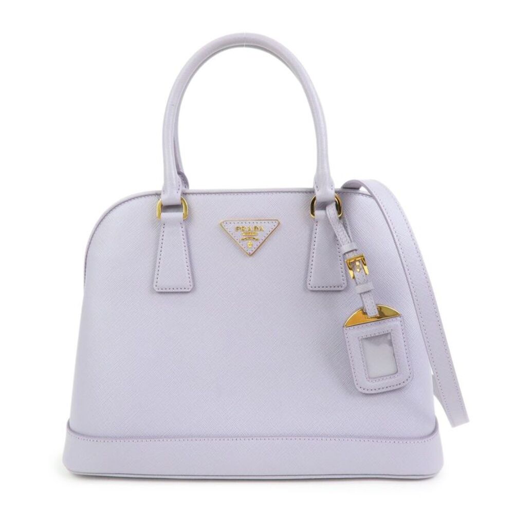 Prada Open Promenade Saffiano Leather Purple Leather Handbag